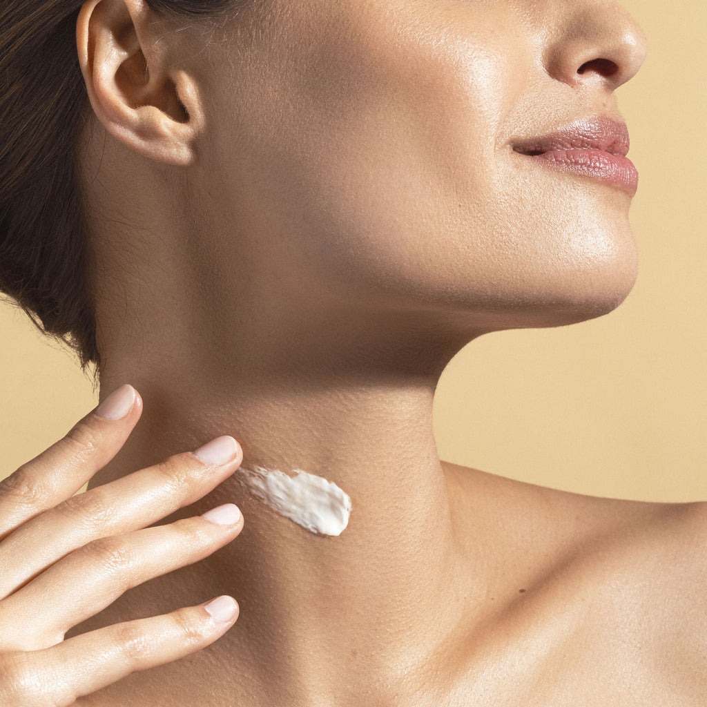 Model with CellLift Neck and Decollete swatch.