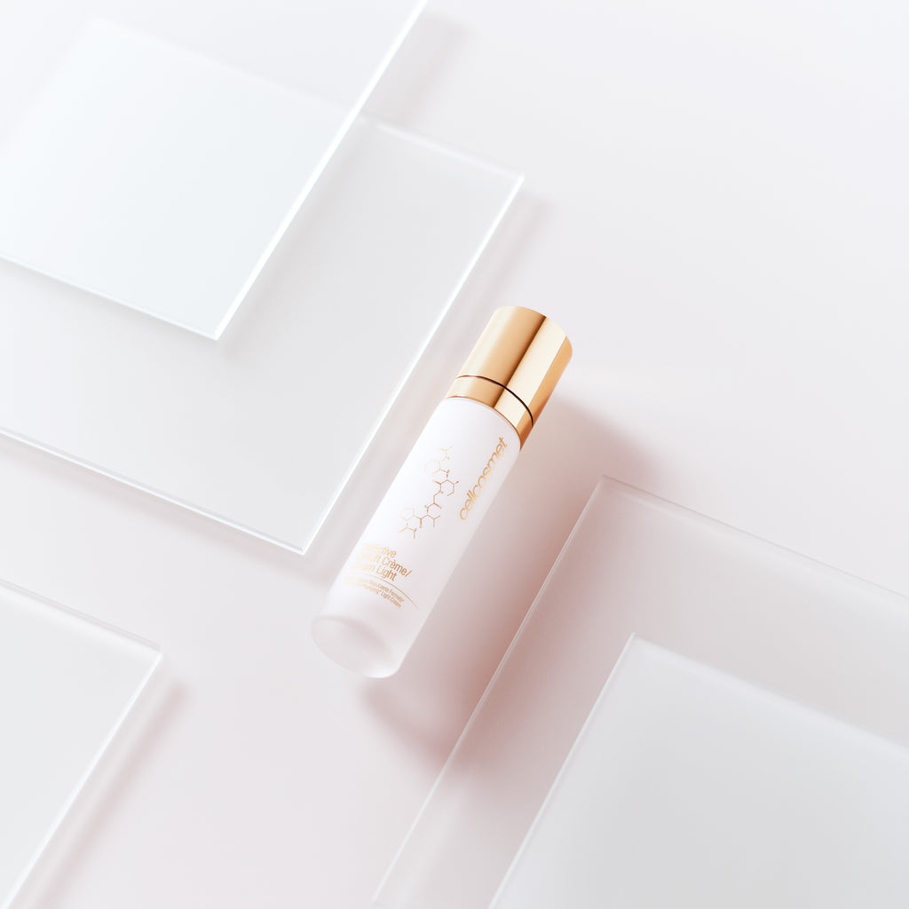CellLift Cream with gold cap on a light white background