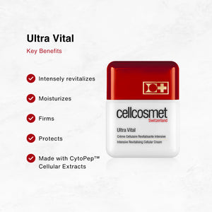Ultra Vital Key Benefits- Intensely revitalizes, moisturizes, firms, protects and made with Cytopep Cellular Extracts