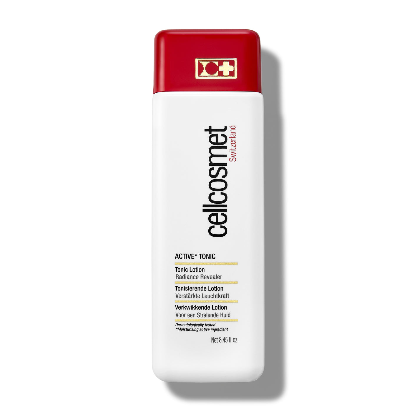 Bottle of cellcosmet Active Tonic on a white background