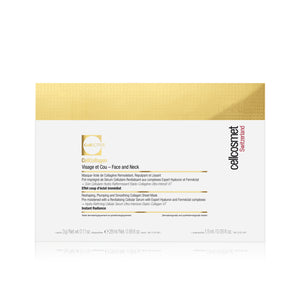 Gold foil packaging for CellCollagen face and neck mask from CellCollagen.