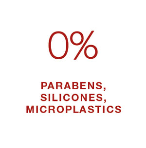 0% parabens, silicones, microplastics icon