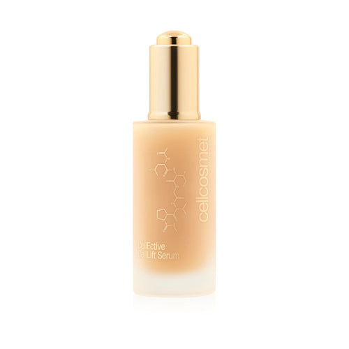 CellLift serum bottle with gold cap on a white background