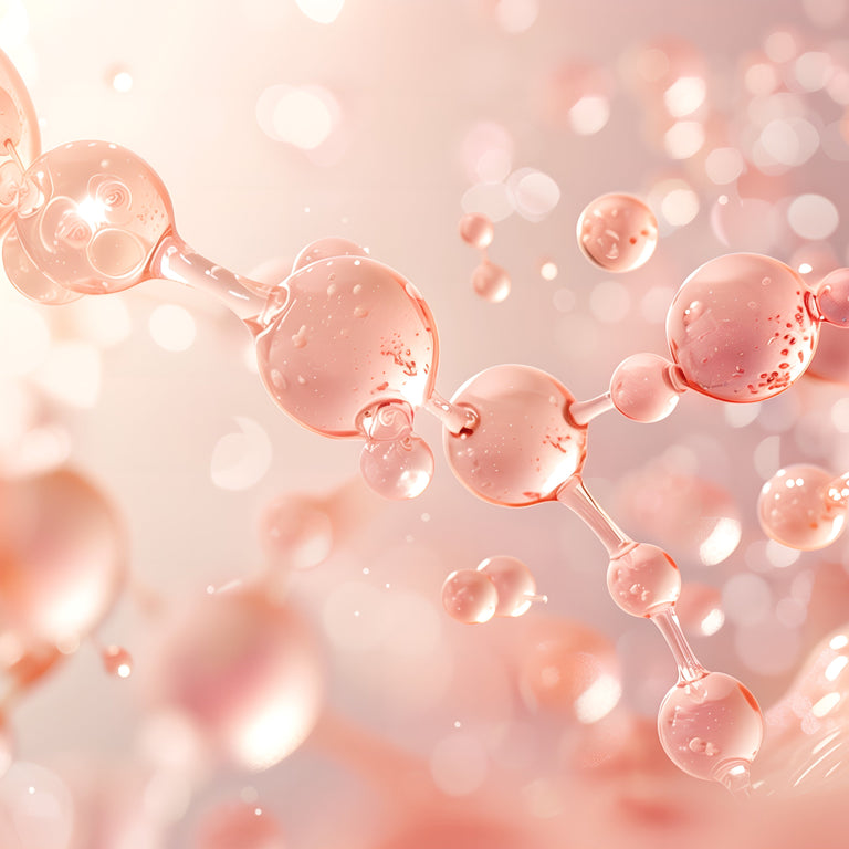 Close-up of pink bubbles niacinamide ingredients
